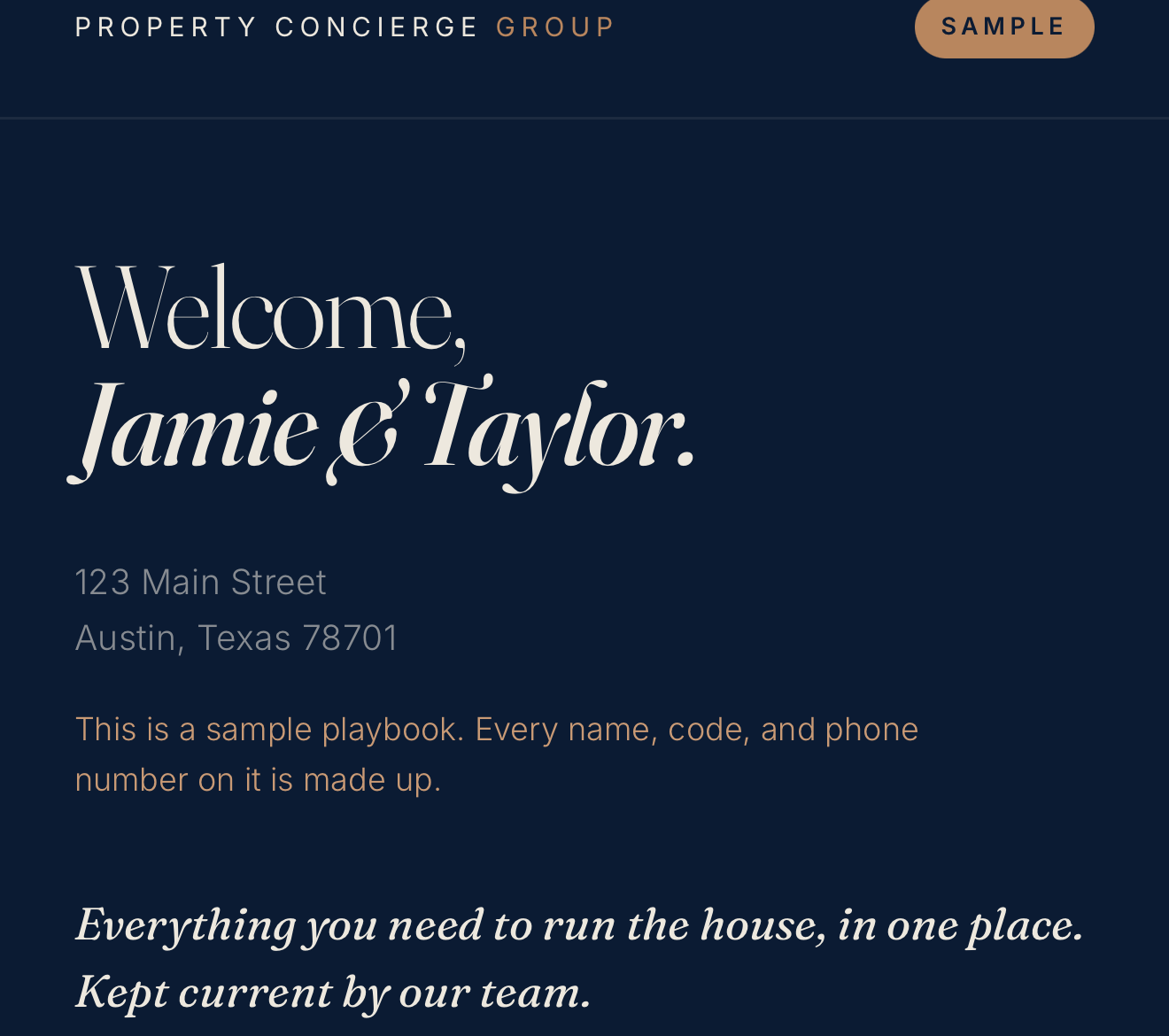 Sample tenant playbook welcome card